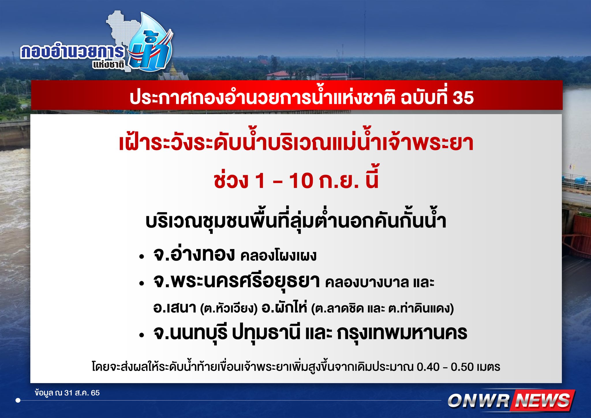 ประกาศ กองอำนวยการน้ำแห่งชาติ31082022